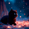 Котенок в лунном лесу